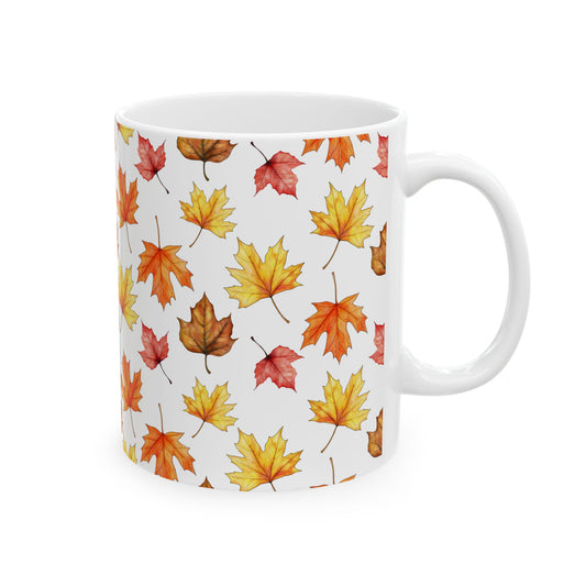Autumn Leaves Ceramic Mug, Fall Coffee Cup, Thanksgiving Gift, Seasonal Drinkware, Cozy Home Decor, 11oz 15oz