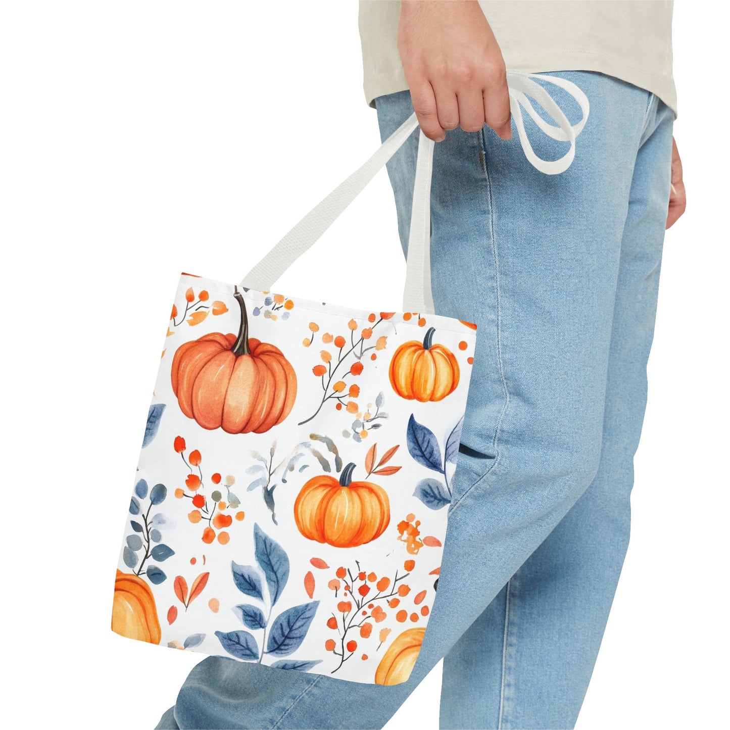 Fall Tote, Pumpkin Tote, Floral Bag, Halloween Bag, Thanksgiving Gift, Autumn Harvest Tote Bag