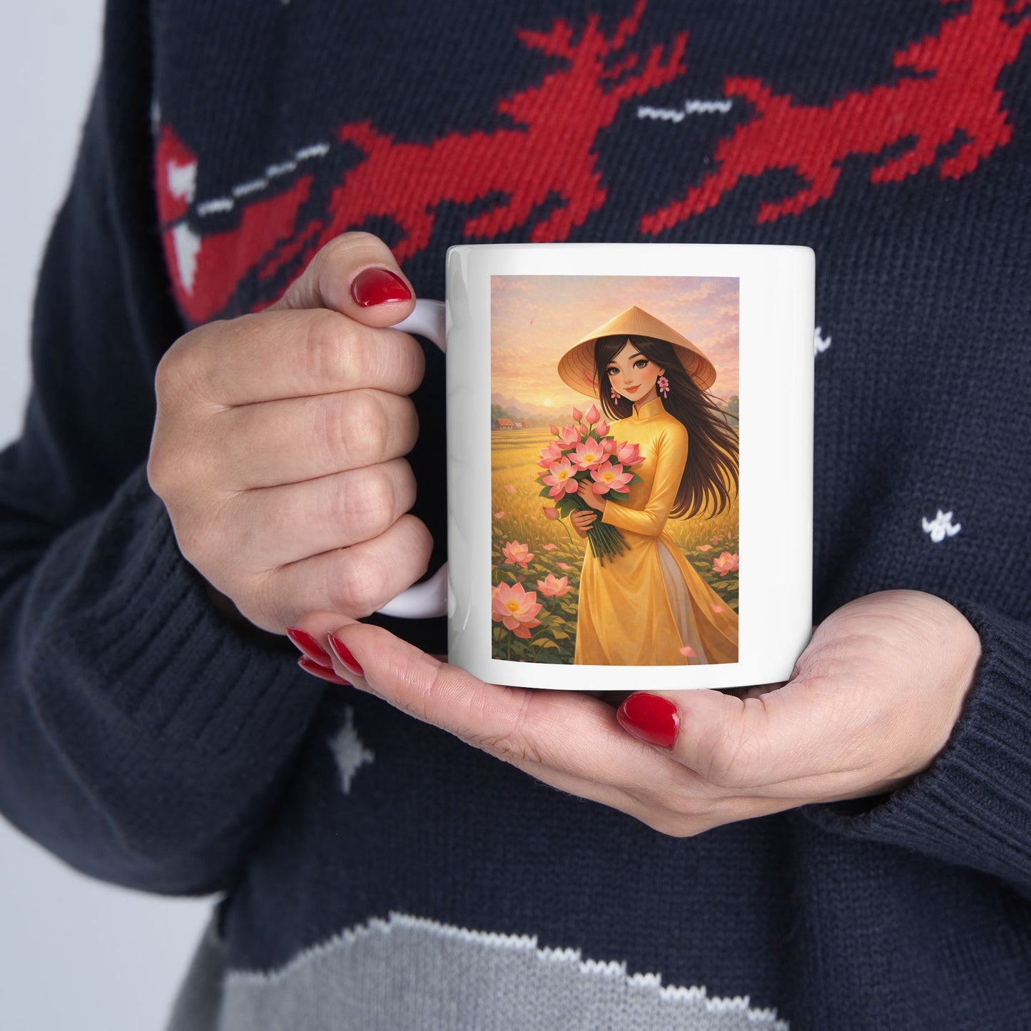 Vietnamese Girl Ceramic Mug, Vietnam Travel Memories, Traveler Gift