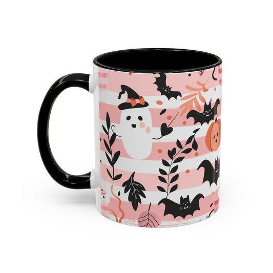 Cute Halloween Coffee Mug for Spooky Vibes, Ghosts & Bats, Ceramic Travel Mug for Fall, Halloween Decor, Gift for Coffee Lovers