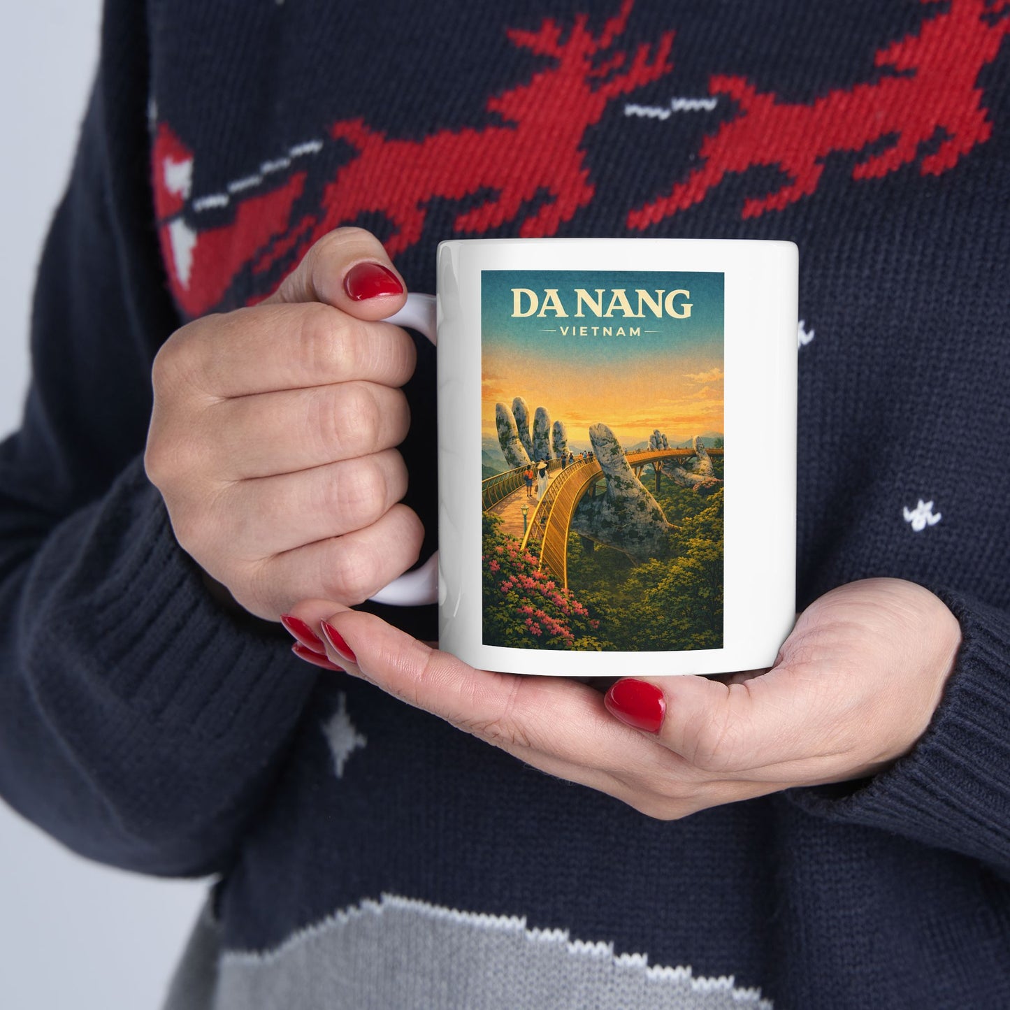 Da Nang Vietnam Ceramic Mug, Golden Bridge Mug, Vietnam Travel Gift