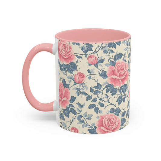 Floral Accent Coffee Mug - Perfect for Gifts, Home Decor, Tea Lovers, Mother's Day, Vintage Style