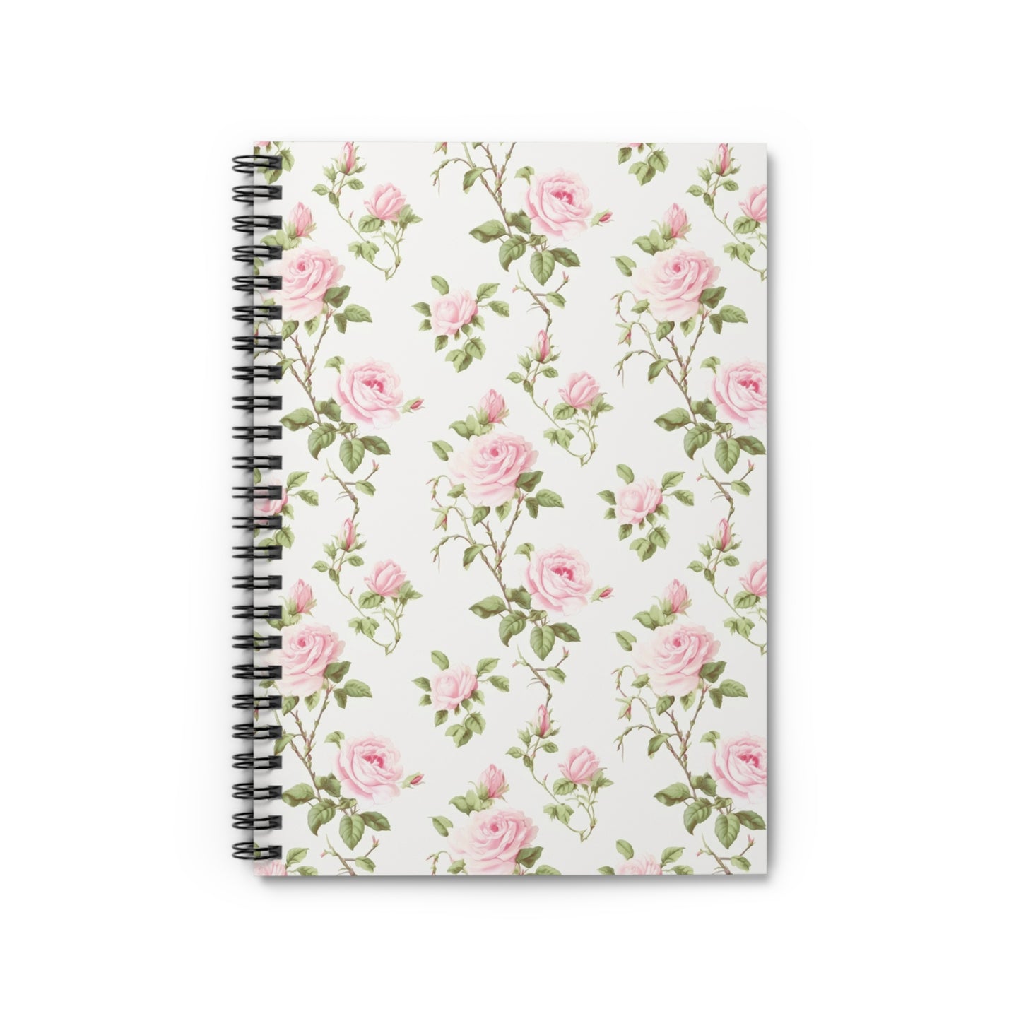 Floral Ruled Notebook for Writing, Cute Journal with Rose Pattern, Elegant Spiral Notebook, Perfect Gift for Students and Writers