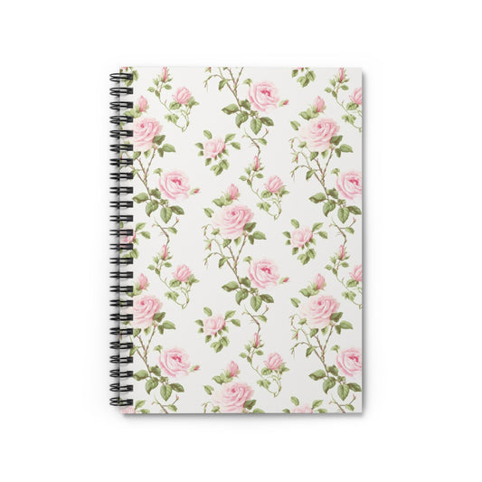 Floral Ruled Notebook for Writing, Cute Journal with Rose Pattern, Elegant Spiral Notebook, Perfect Gift for Students and Writers