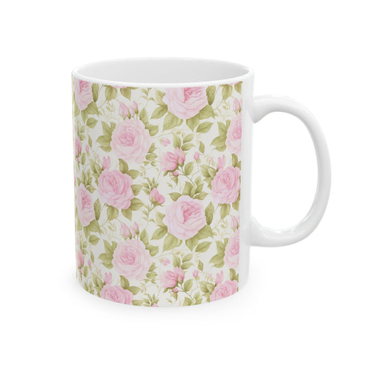 Charming Floral Ceramic Mug, Pink Rose Design, Gift for Her, Tea or Coffee Lover, Home Decor, Mother's Day, Birthday