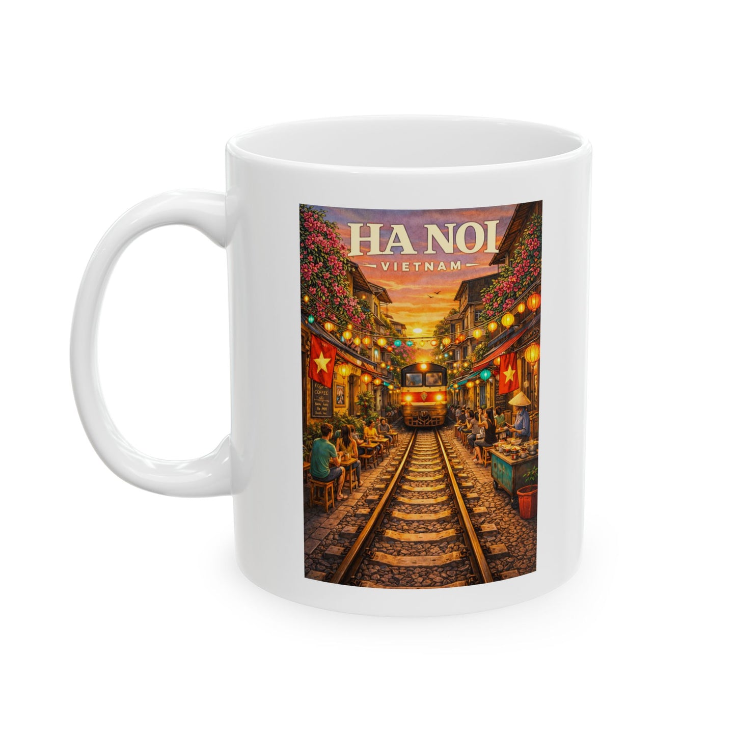 Hanoi Train Street Ceramic Coffee Tea Cup, Vietnam Travel Mug