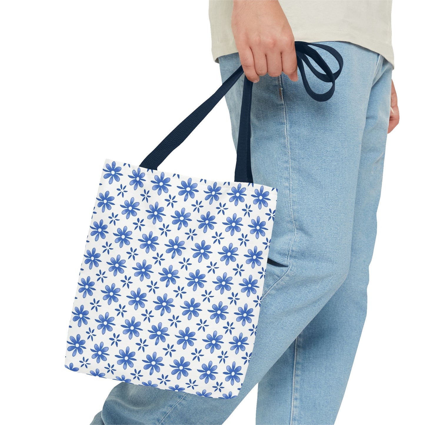 Charming Floral Tote Bag | Elegant Blue Flower Design, Perfect for Everyday Use, Beach Outings, Shopping, Gifts, Eco-Friendly