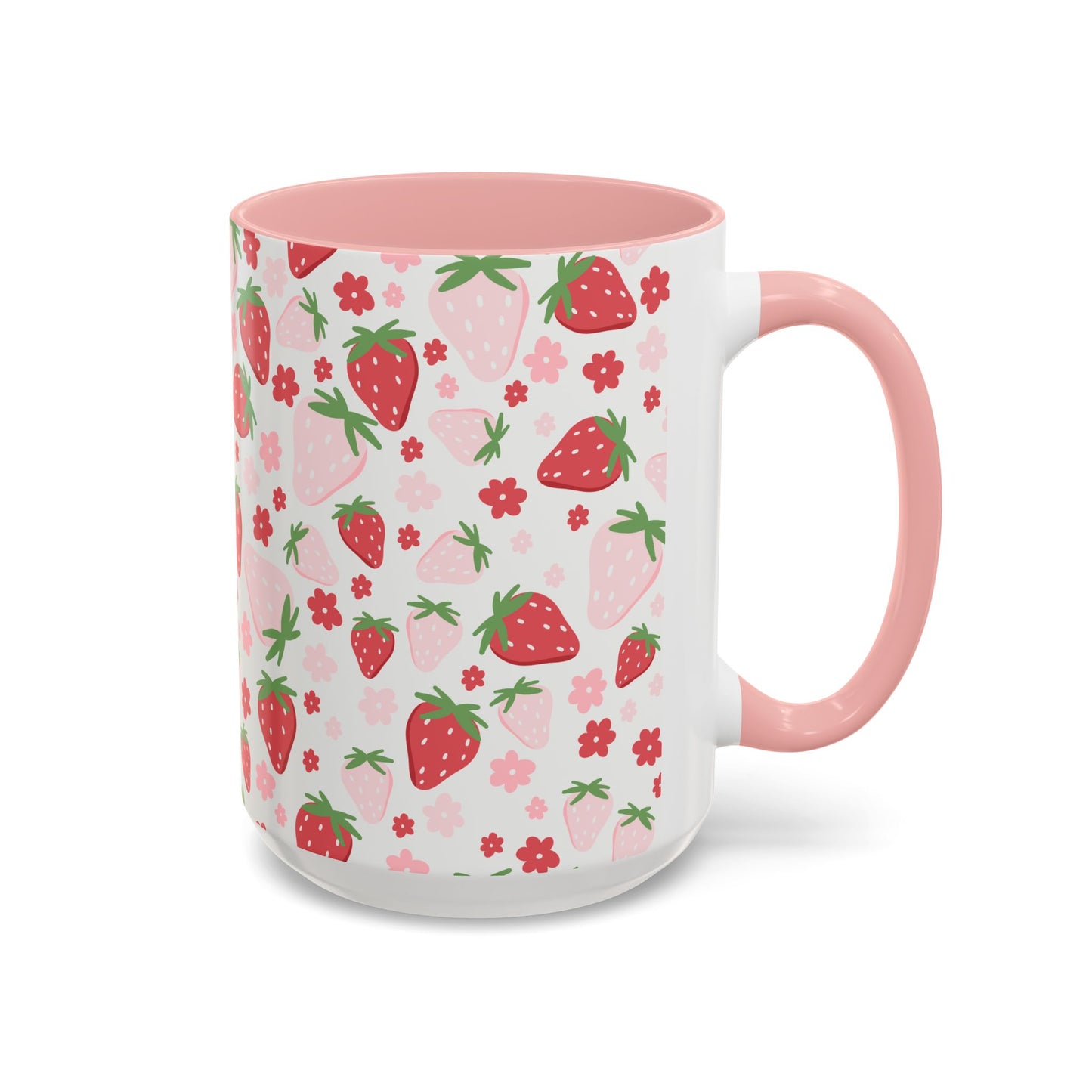 Strawberry Delight Coffee Mug, Cute Fruit Mug, Floral Mug, Eco-Friendly Gift, Kitchen Decor, Spring Aesthetic