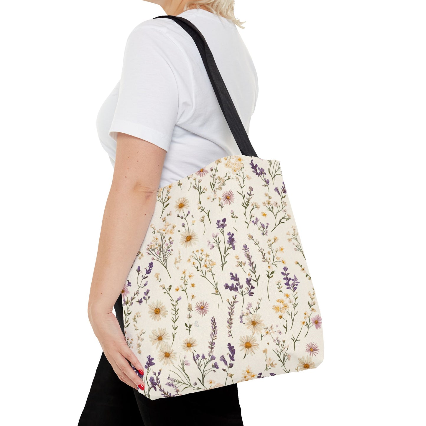 Wildflower Tote Bag - Floral Print Carryall, Nature Lover Gift, Eco-Friendly Reusable Shopping Bag, Botanical Garden Tote, Boho Chic