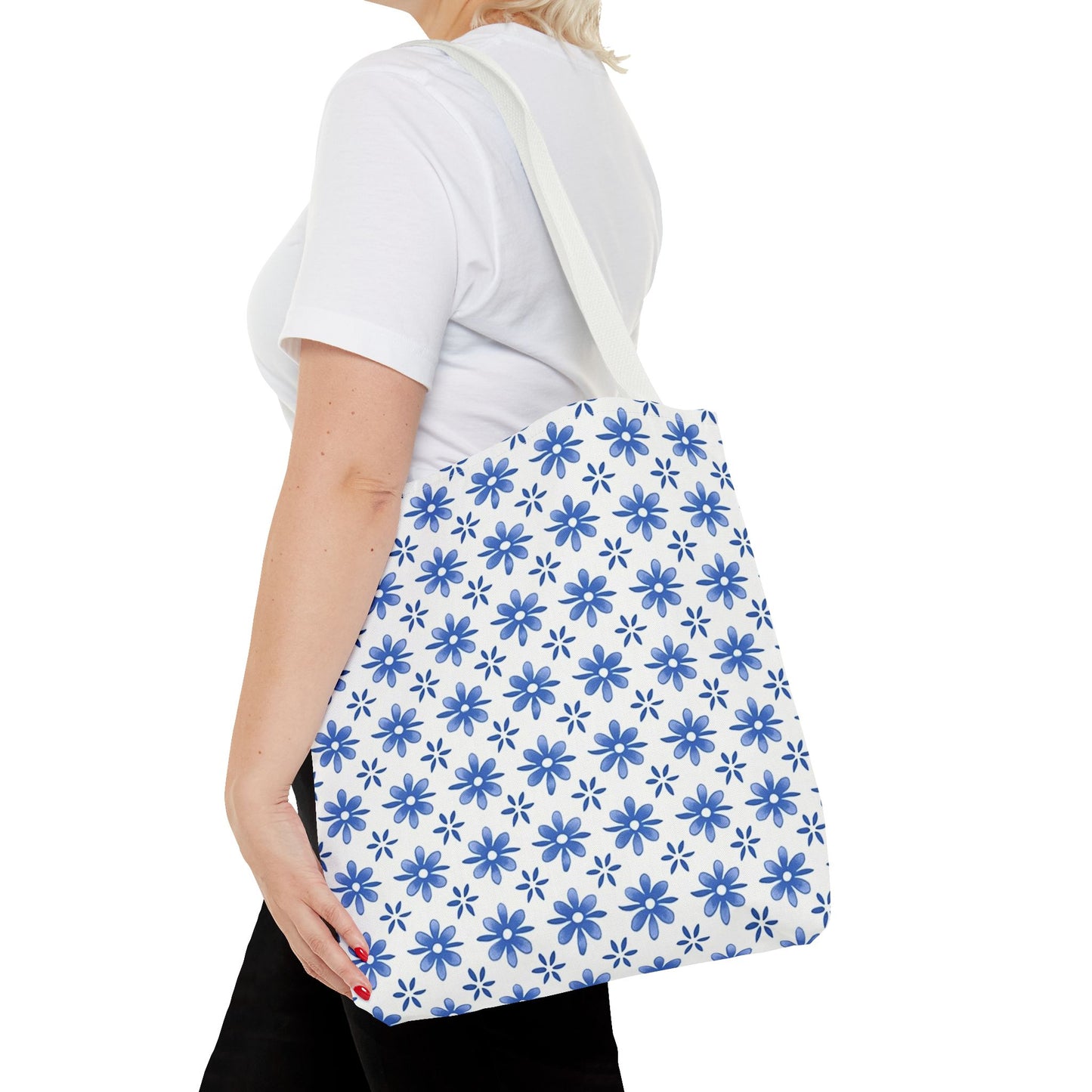 Charming Floral Tote Bag | Elegant Blue Flower Design, Perfect for Everyday Use, Beach Outings, Shopping, Gifts, Eco-Friendly