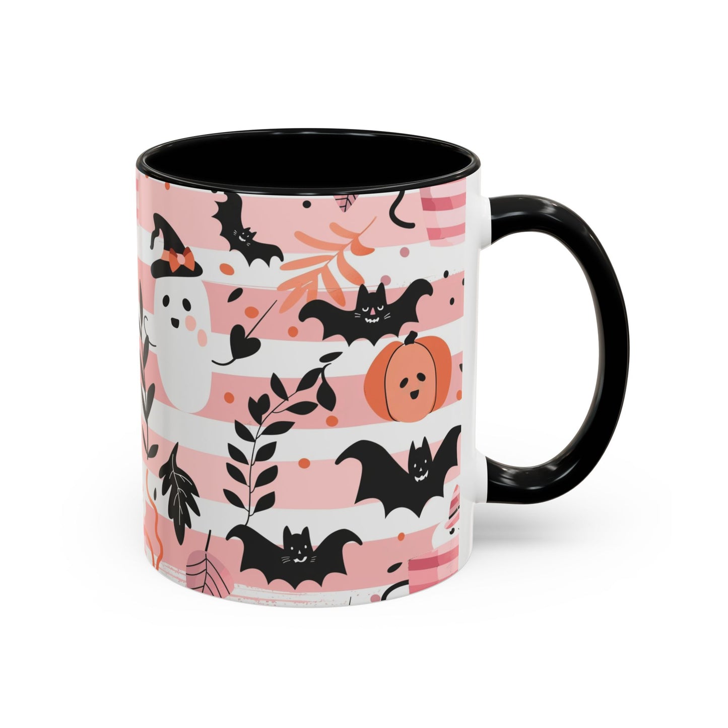 Cute Halloween Coffee Mug for Spooky Vibes, Ghosts & Bats, Ceramic Travel Mug for Fall, Halloween Decor, Gift for Coffee Lovers
