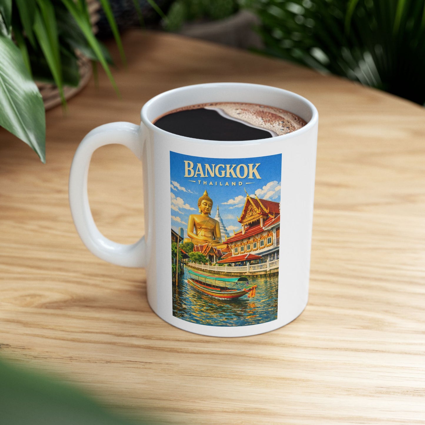 Bangkok Mug, Thailand Vintage Travel Poster Coffee Mug