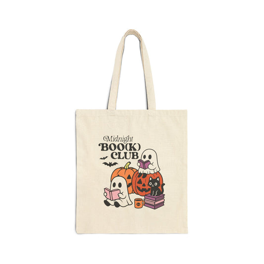 Midnight Book Club Tote Bag, Halloween Tote, Literary Gift, Eco-Friendly Shopper, Ghost Design, Perfect for Book Lovers
