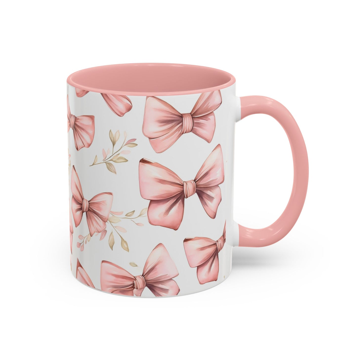 Pink Bows Coffee Mug, Blush Pink Mug, Boho Kitchen Decor, Boho Chic Mug, Bohemian Mug, Gift for Coffee Lover