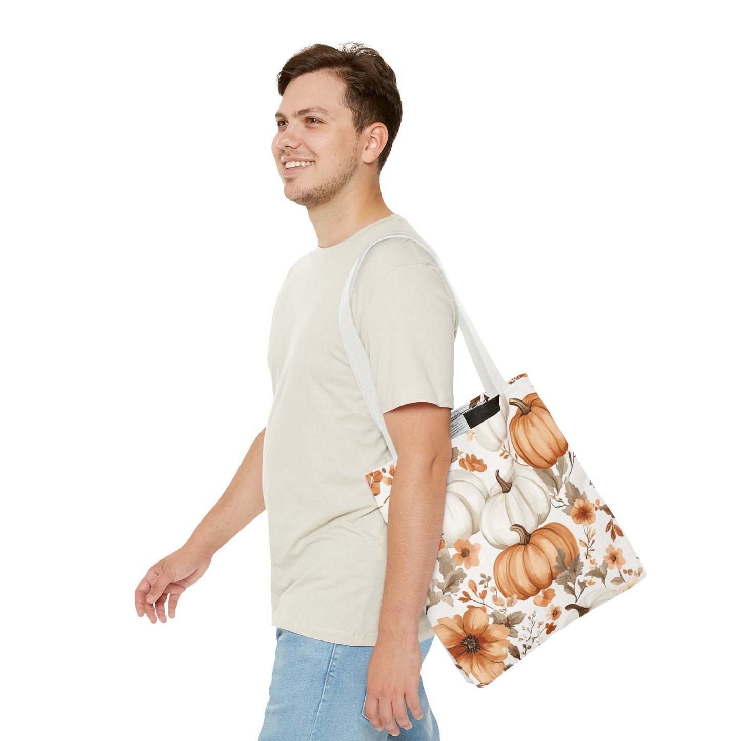 Autumn Floral Tote Bag | Pumpkin Design | Fall Gift, Halloween Bag, Eco-Friendly Shopping, Thanksgiving Decor, Harvest Festival