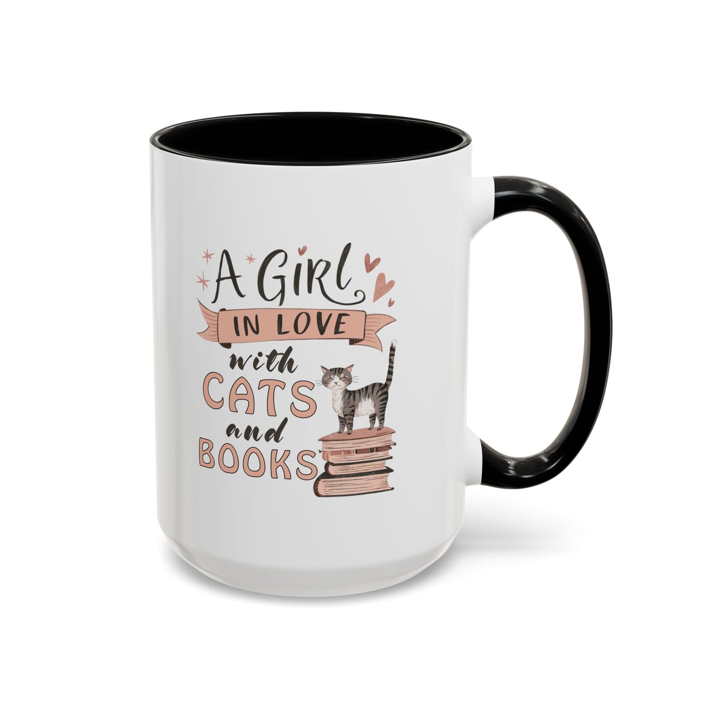 Cat Lover's Coffee Mug - A Girl in Love with Cats and Books, Gift for Cat Owners, Bookworms, Cozy Mornings, Birthday Present