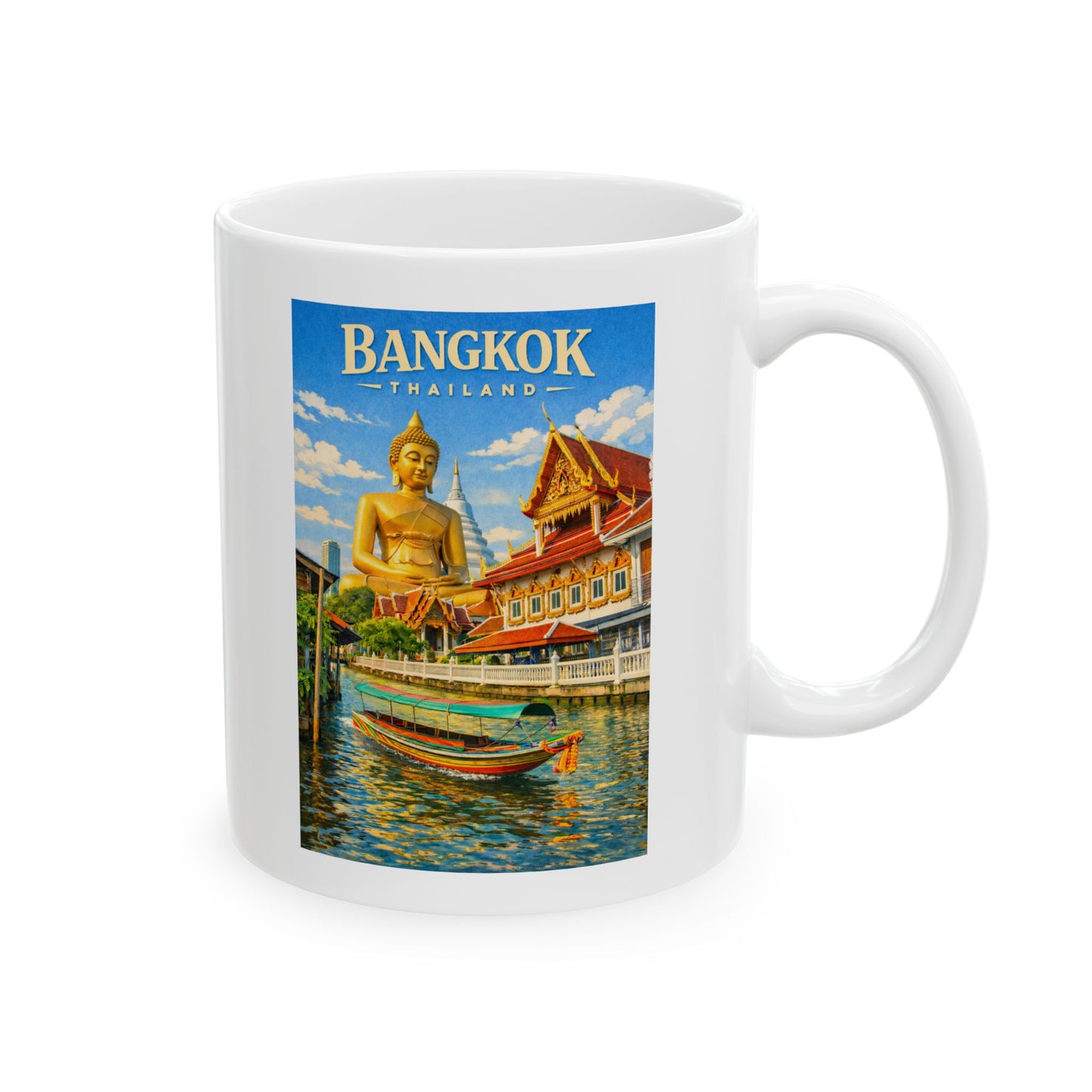 Bangkok Mug, Thailand Vintage Travel Poster Coffee Mug