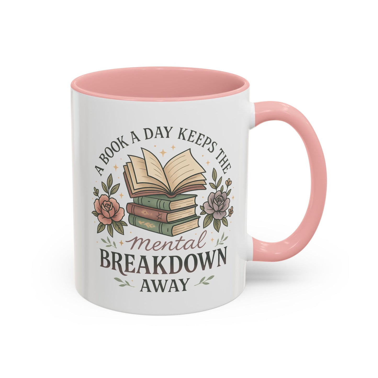 Book Lover's Accent Coffee Mug | Cozy Reading Gift | Personalized Mug | Floral Design | Perfect for Book Clubs, Birthdays, Holidays