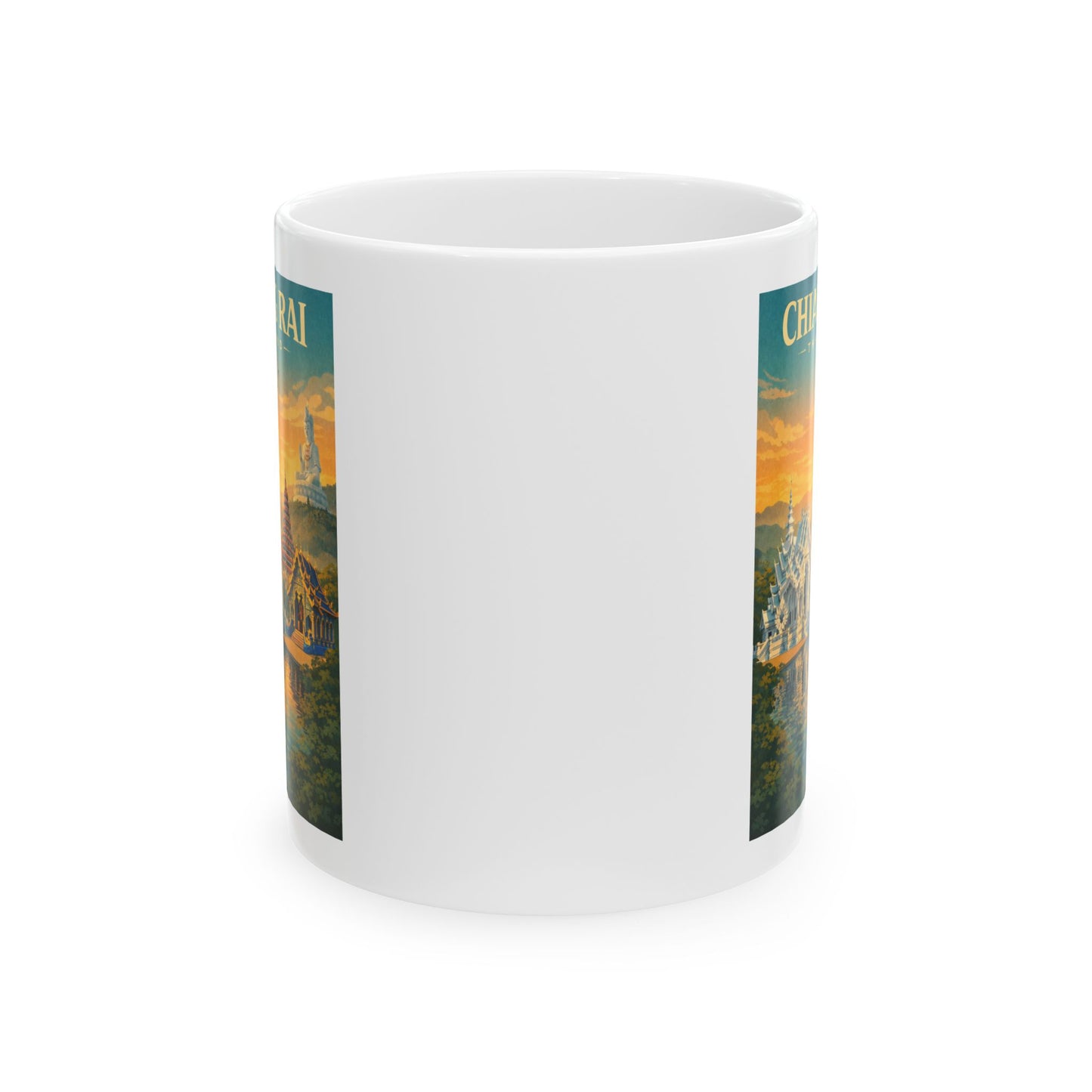 Chiang Rai Thailand Mug, Ceramic Coffee Cup, White Temple, Blue Temple Mug