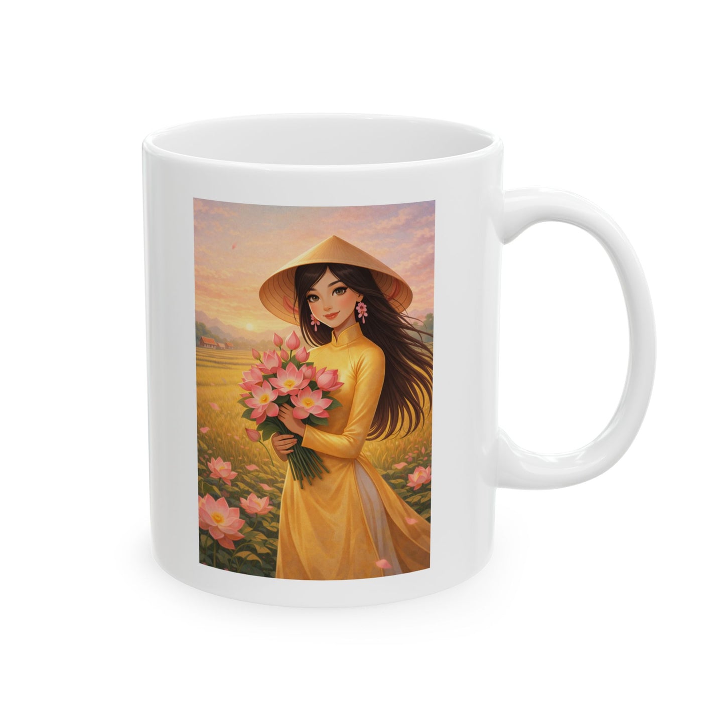 Vietnamese Girl Ceramic Mug, Vietnam Travel Memories, Traveler Gift