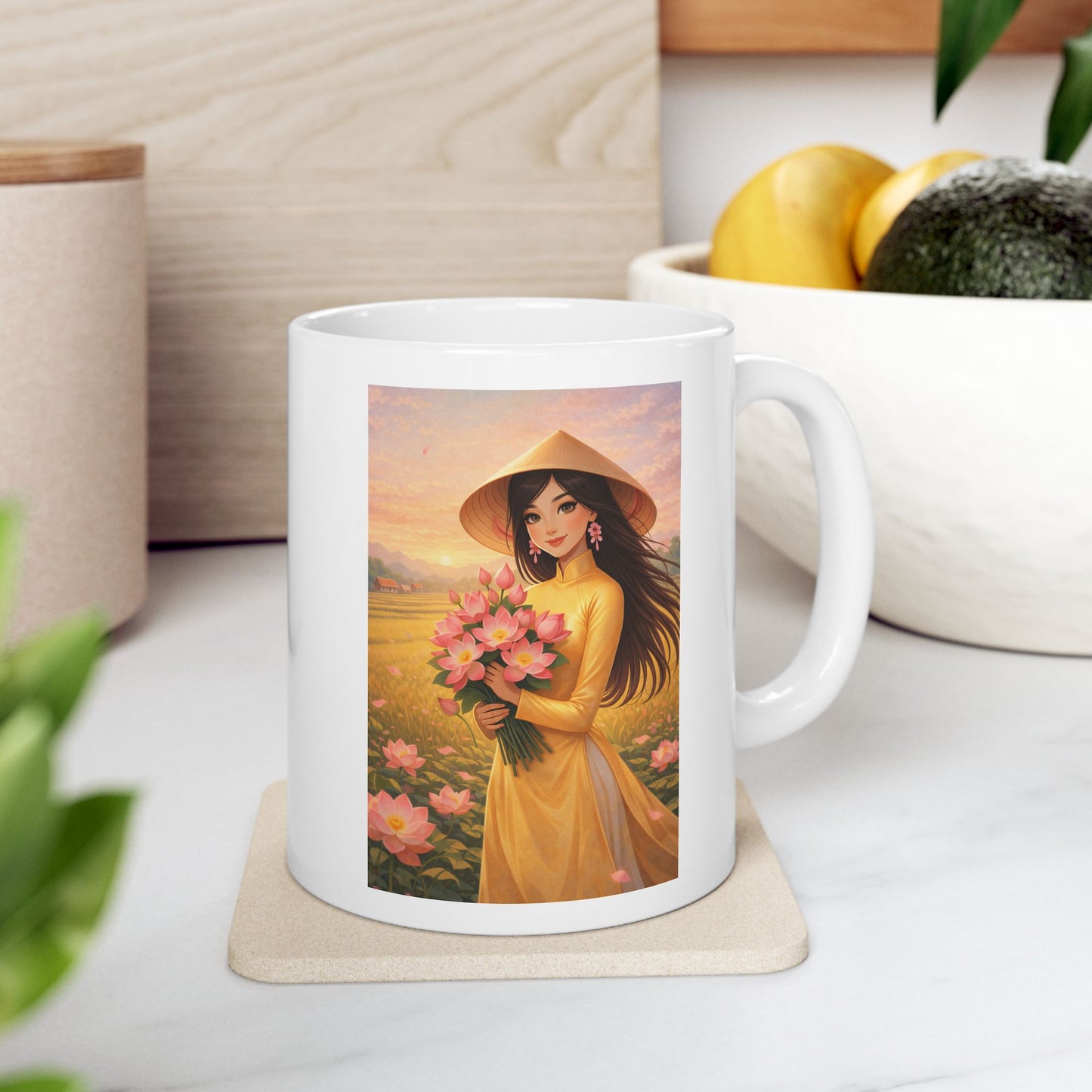 Vietnamese Girl Ceramic Mug, Vietnam Travel Memories, Traveler Gift