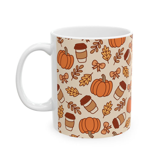 Autumn Vibes Ceramic Mug, Cute Fall Coffee Cup, Harvest Season Gift, Cozy Drinkware for Thanksgiving, Seasonal Home Decor