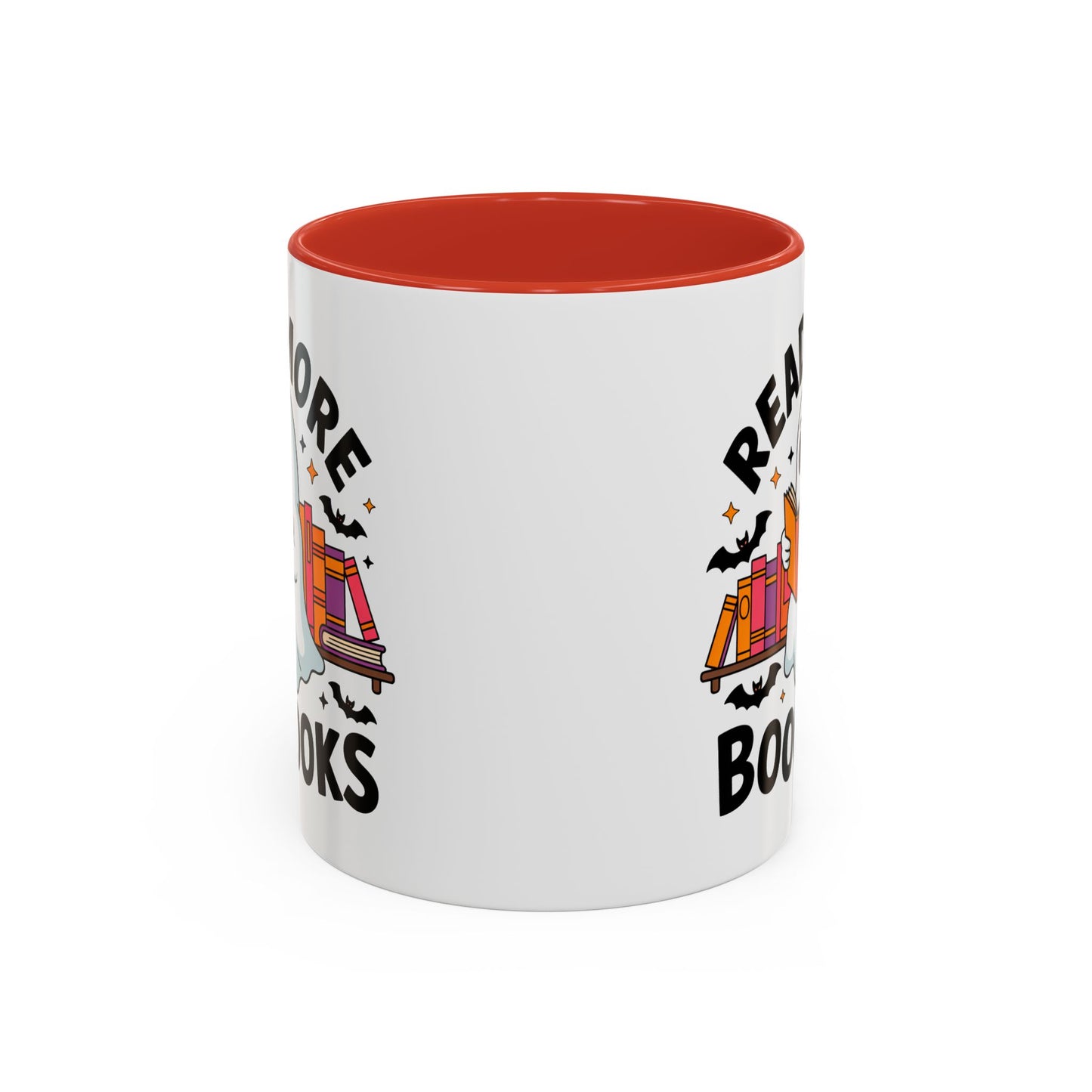 Bookshelf Ghost Coffee Mug - Perfect Halloween Gift for Book Lovers, Read More Booooks Mug, Unique Literature Coffee Cup