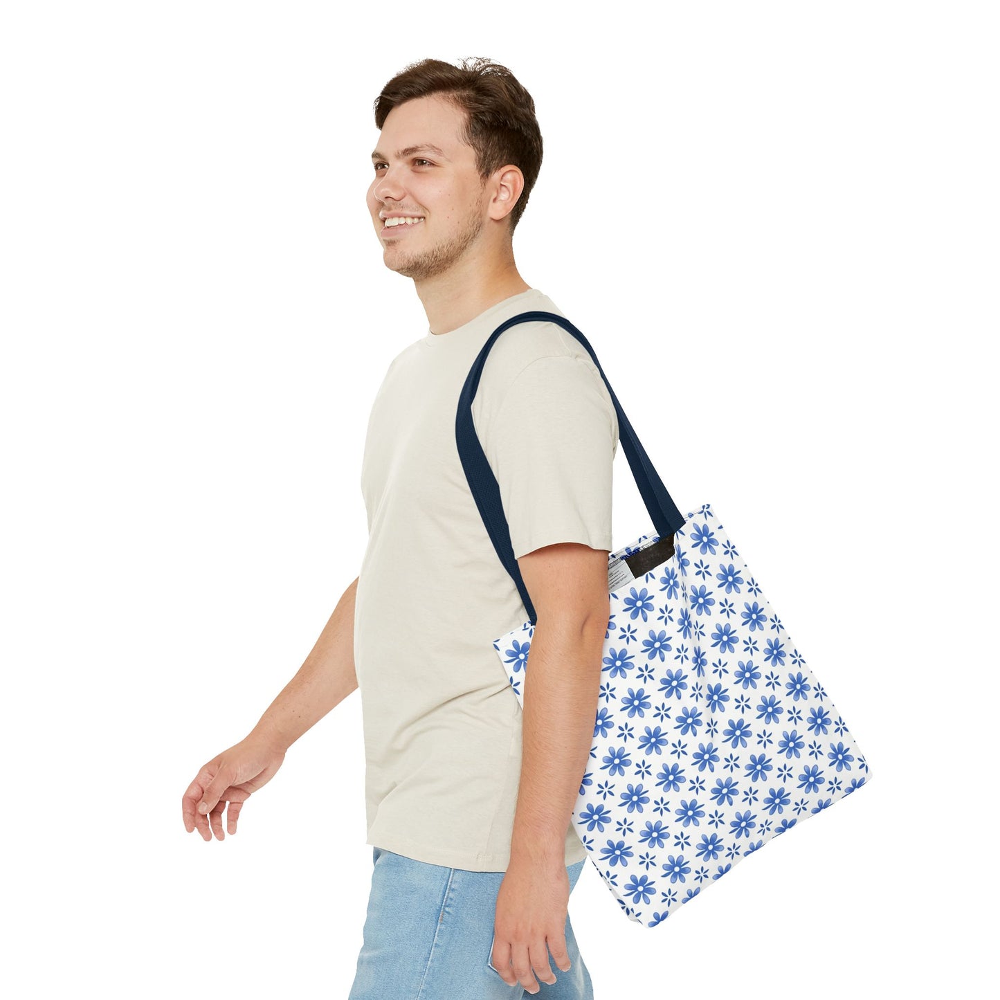 Charming Floral Tote Bag | Elegant Blue Flower Design, Perfect for Everyday Use, Beach Outings, Shopping, Gifts, Eco-Friendly