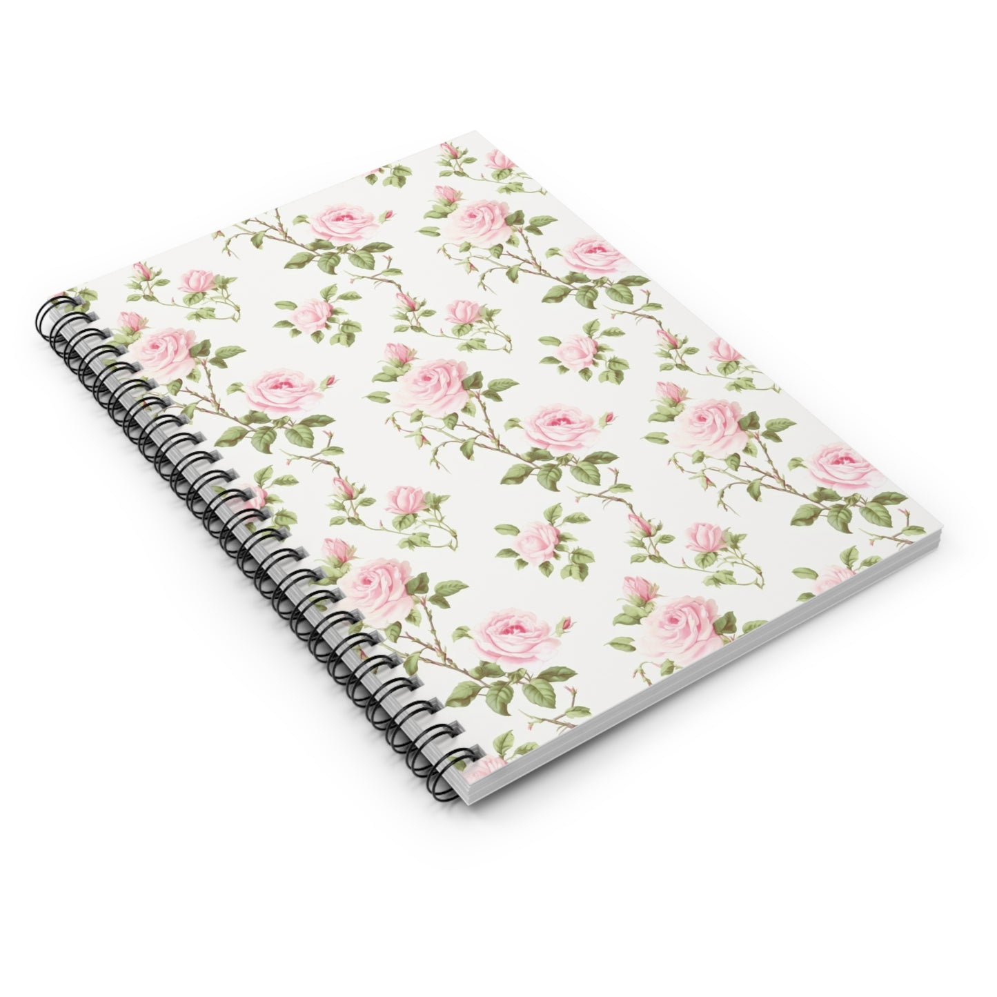 Floral Ruled Notebook for Writing, Cute Journal with Rose Pattern, Elegant Spiral Notebook, Perfect Gift for Students and Writers