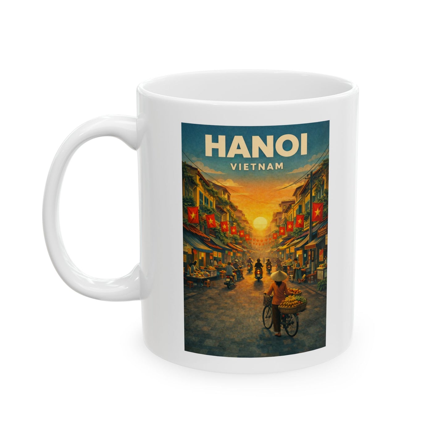 Hanoi Vietnam Mug, Old Quarter Image Mug, Ceramic Coffee Cup