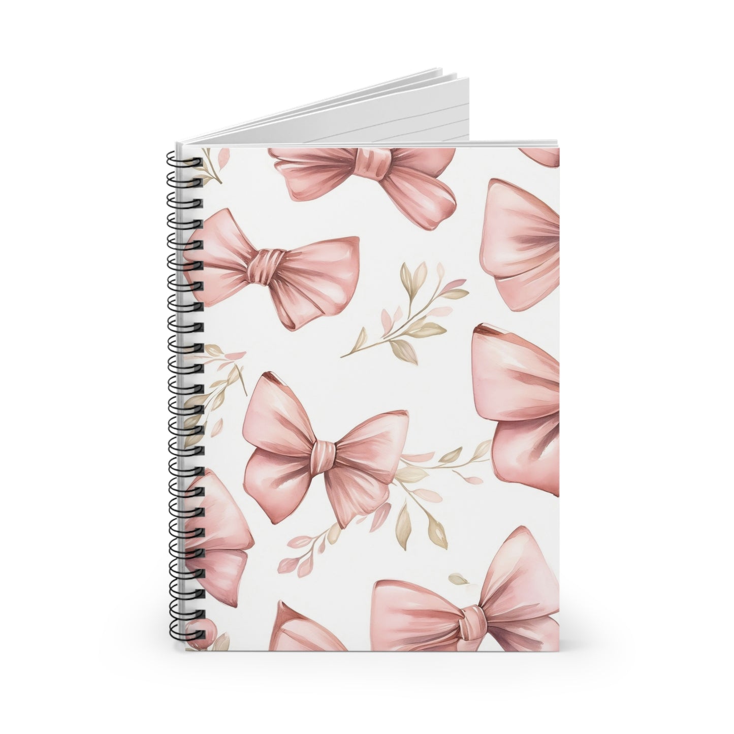 Chic Bow Spiral Notebook | Floral Stationery, Ideal for Journaling, School, Gifts, Note-taking, Scrapbooking