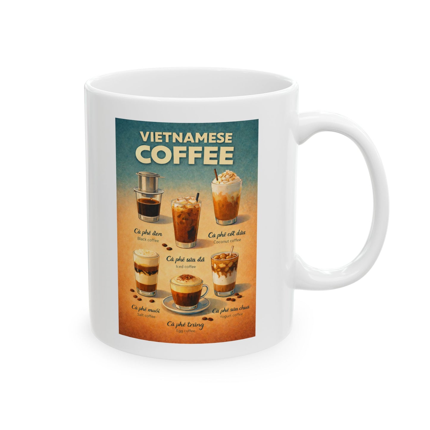 Vietnamese Coffee Design Coffee Mug, Black Coffee, Salt Coffee, Coconut Coffee, Egg Coffee
