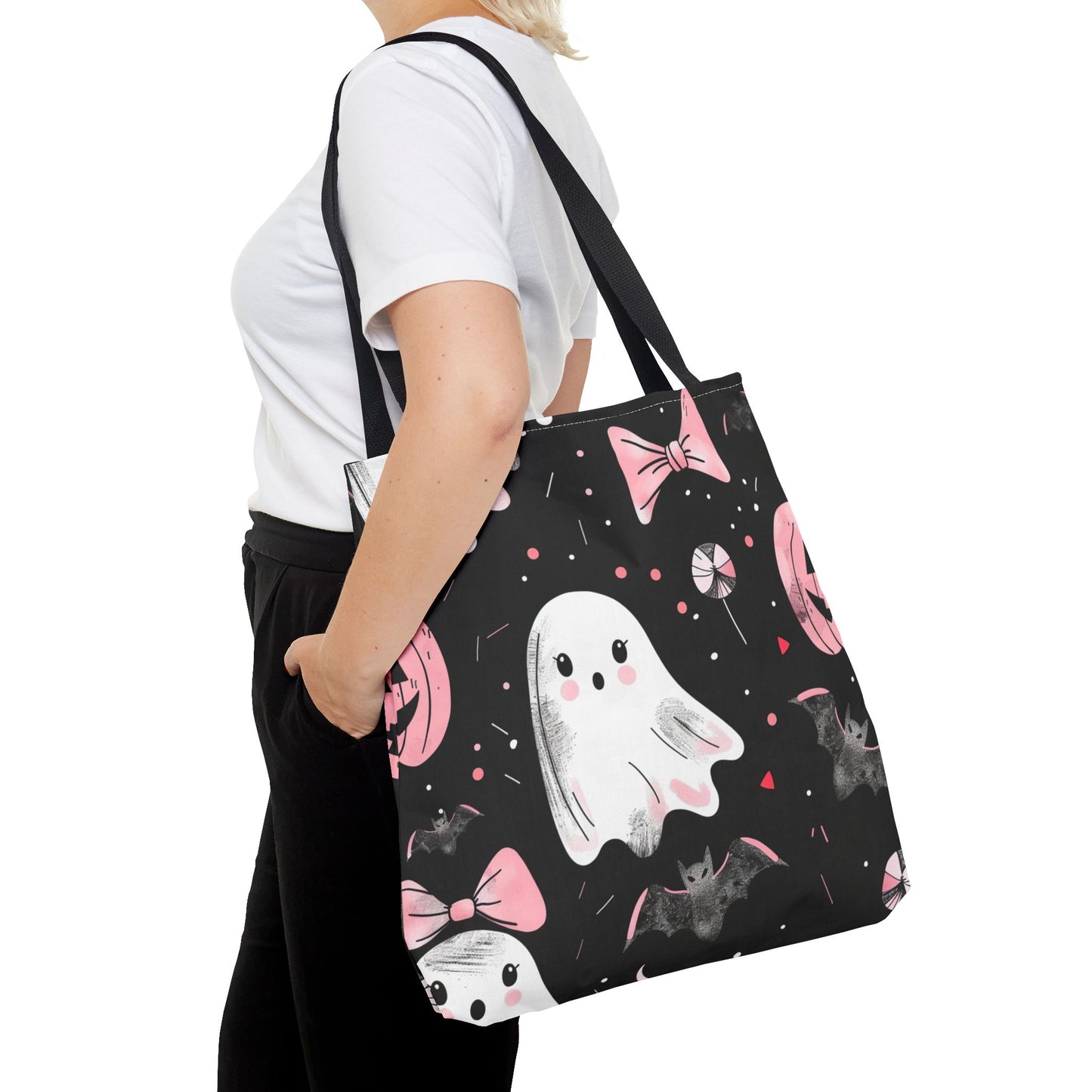 Cute Halloween Ghost Tote Bag, Spooky Style, Trick-or-Treat Bag, Perfect for Halloween Decorations, Gift Idea