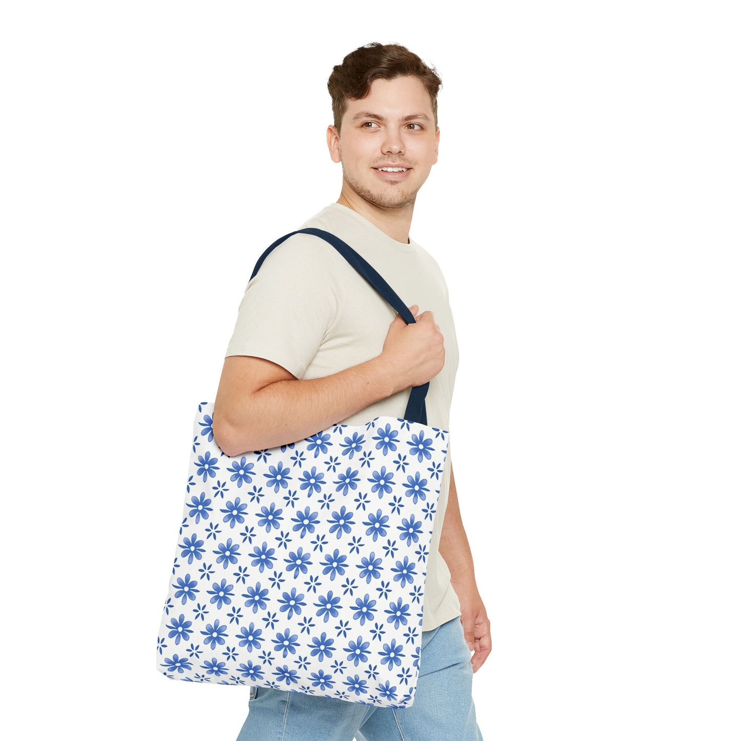 Charming Floral Tote Bag | Elegant Blue Flower Design, Perfect for Everyday Use, Beach Outings, Shopping, Gifts, Eco-Friendly