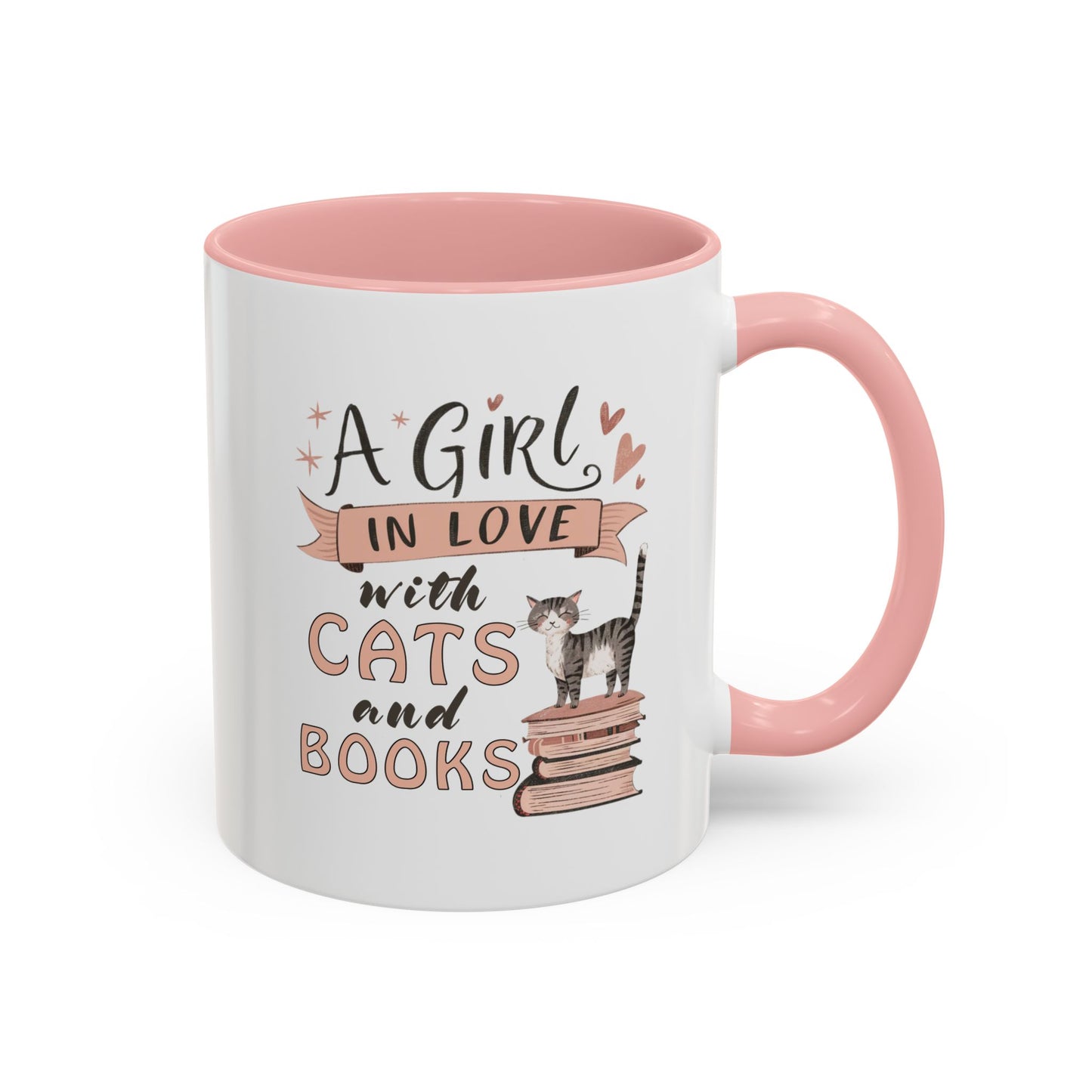 Cat Lover's Coffee Mug - A Girl in Love with Cats and Books, Gift for Cat Owners, Bookworms, Cozy Mornings, Birthday Present