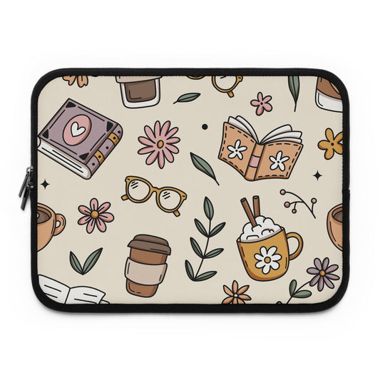 Book Lover Floral Laptop Sleeve, Cozy Office Accessory, Gift for Students, Work From Home Essentials, Laptop Case, Perfect for Any Occasion