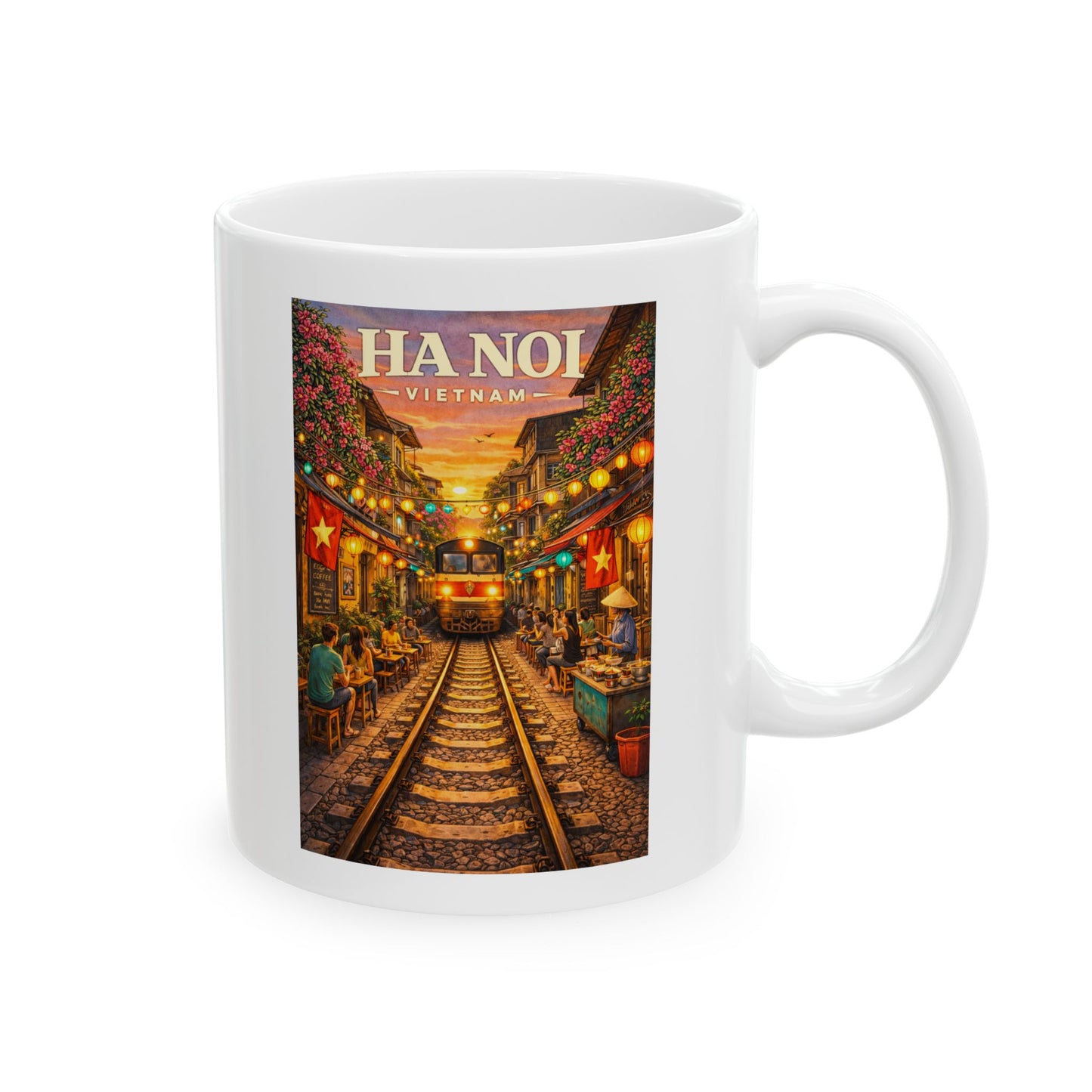Hanoi Train Street Ceramic Coffee Tea Cup, Vietnam Travel Mug