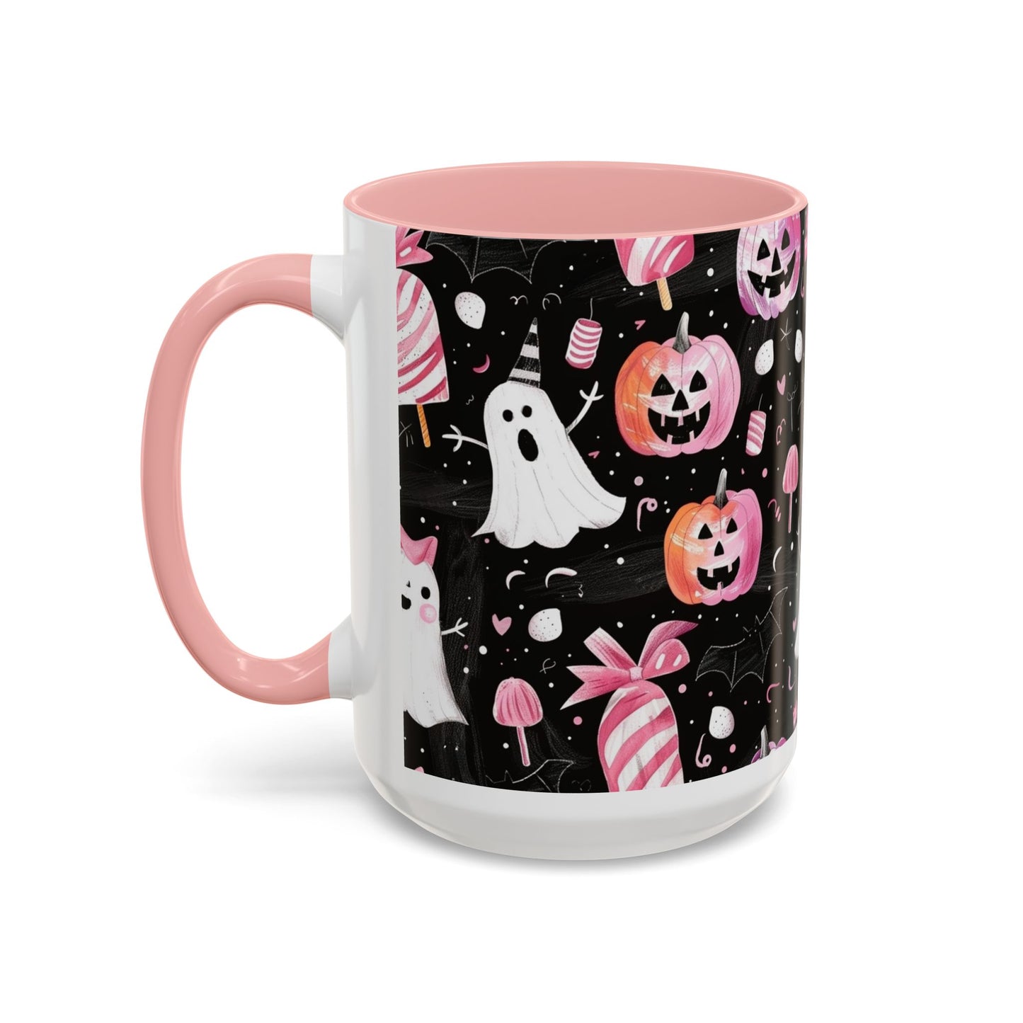 Halloween Ghosts Accent Coffee Mug, Cute Pumpkin Mug, Spooky Coffee Cup, Ghost & Candy Drinkware, Fall Decor Gift