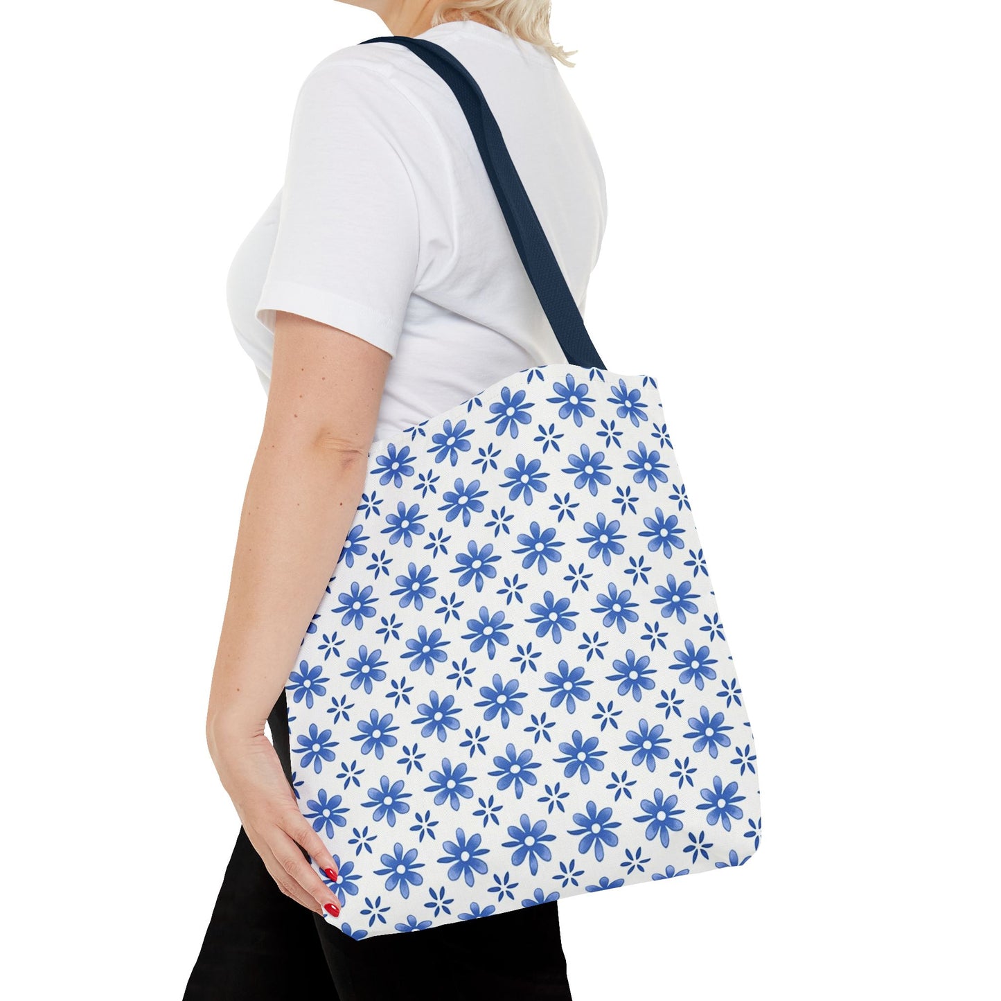 Charming Floral Tote Bag | Elegant Blue Flower Design, Perfect for Everyday Use, Beach Outings, Shopping, Gifts, Eco-Friendly