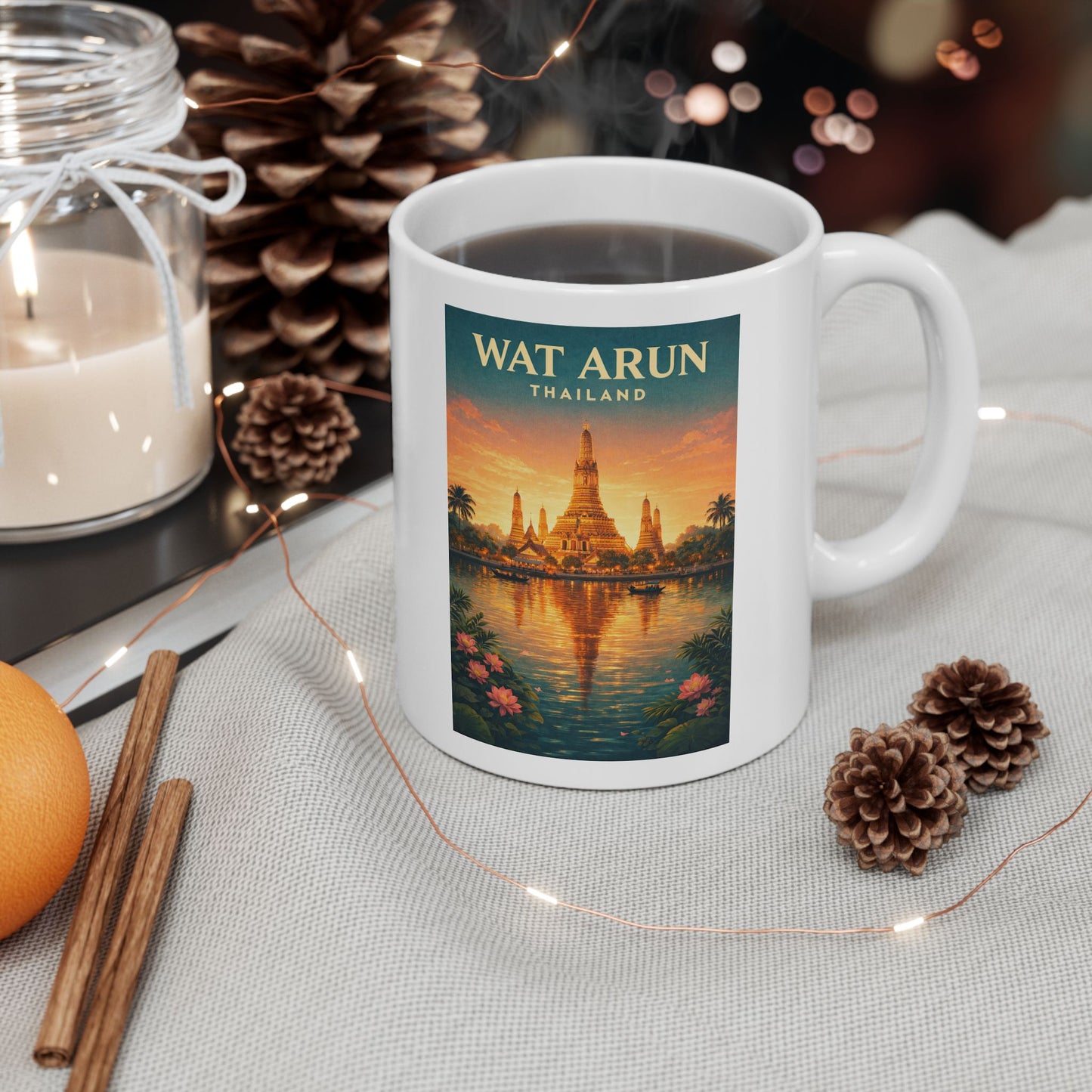 Wat Arun Mug, Bangkok Thailand Coffee Mug, Travel Ceramic Mug Gift
