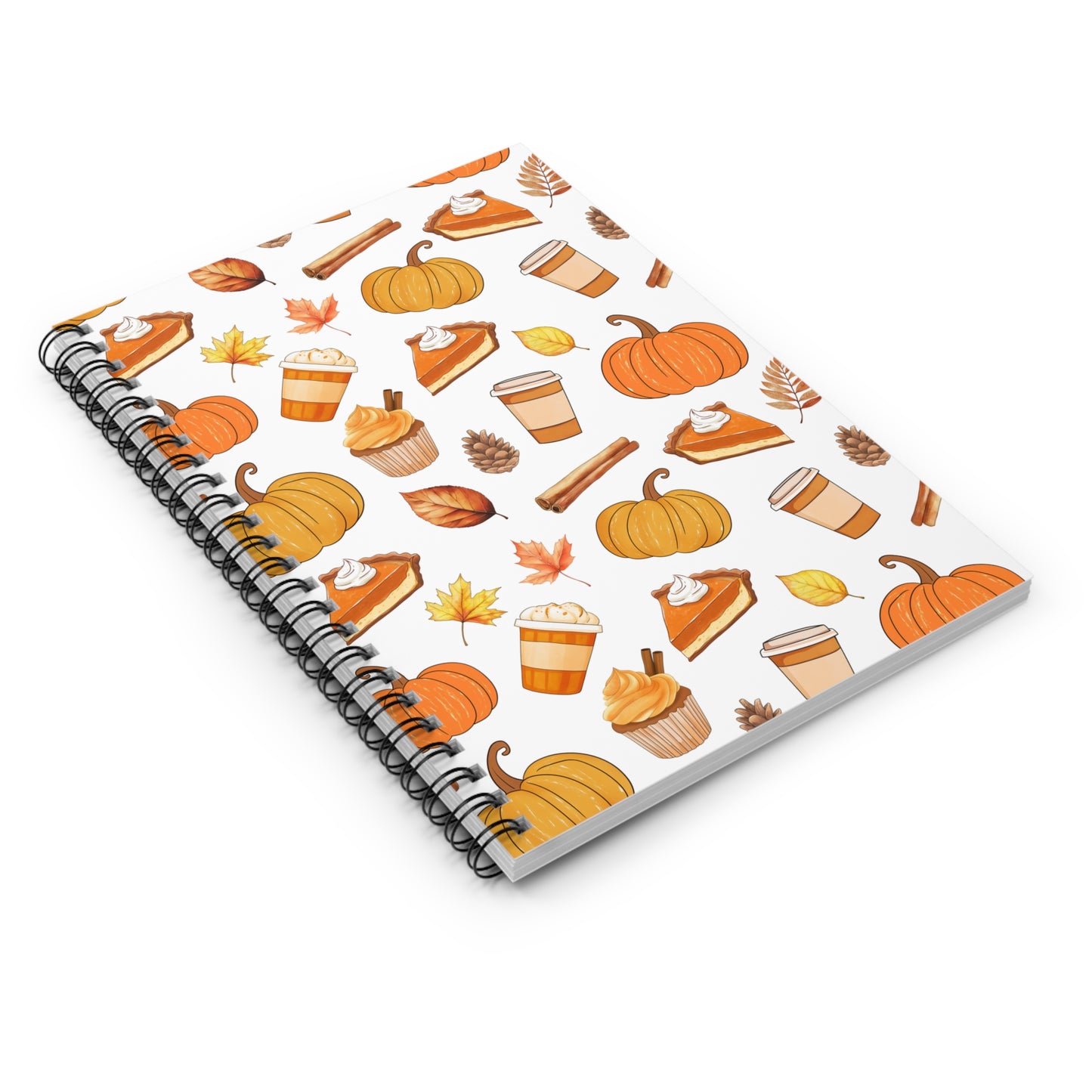 Autumn-Themed Spiral Notebook - Fall Leaves Pumpkin Coffee, Cozy Vibes, Perfect for Students, Journaling, or Gift for Thanksgiving