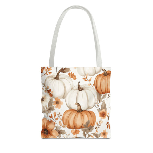 Autumn Floral Tote Bag | Pumpkin Design | Fall Gift, Halloween Bag, Eco-Friendly Shopping, Thanksgiving Decor, Harvest Festival