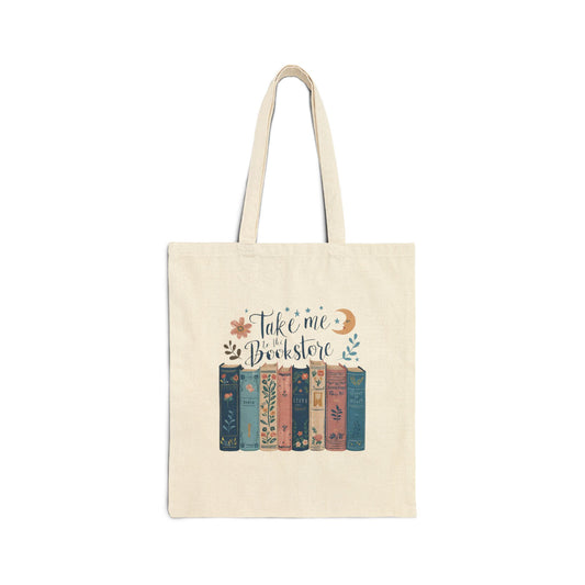 Bookstore Lover's Cotton Canvas Tote Bag, Eco-Friendly Grocery Bag, Gift for Readers, Library Bag, Cute Bookish Tote, Everyday Use
