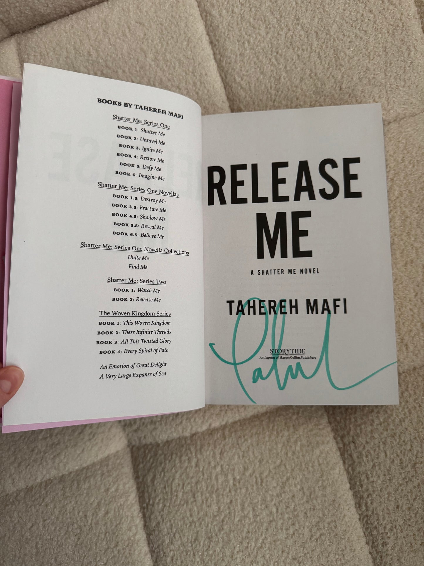 SIGNED Release Me Deluxe Limited First Edition by Tahereh Mafi Hardcover