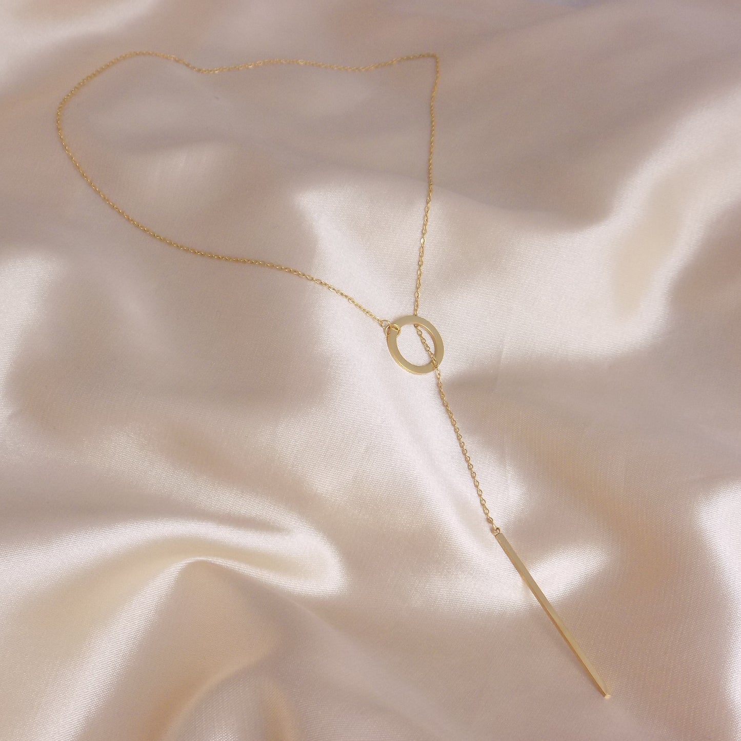 Gold Y Necklace - Dainty Adjustable Gold Necklace - Minimalist Jewelry