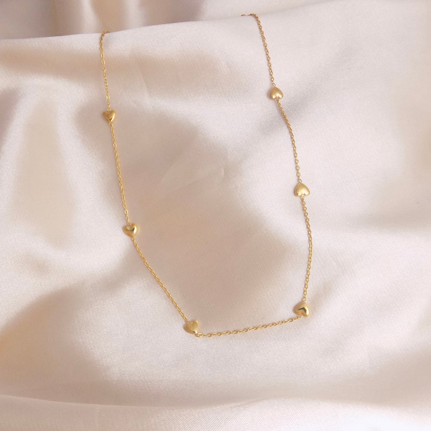 Dainty Gold Heart Chain Necklace Stainless Steel - Minimalist Trendy Jewelry