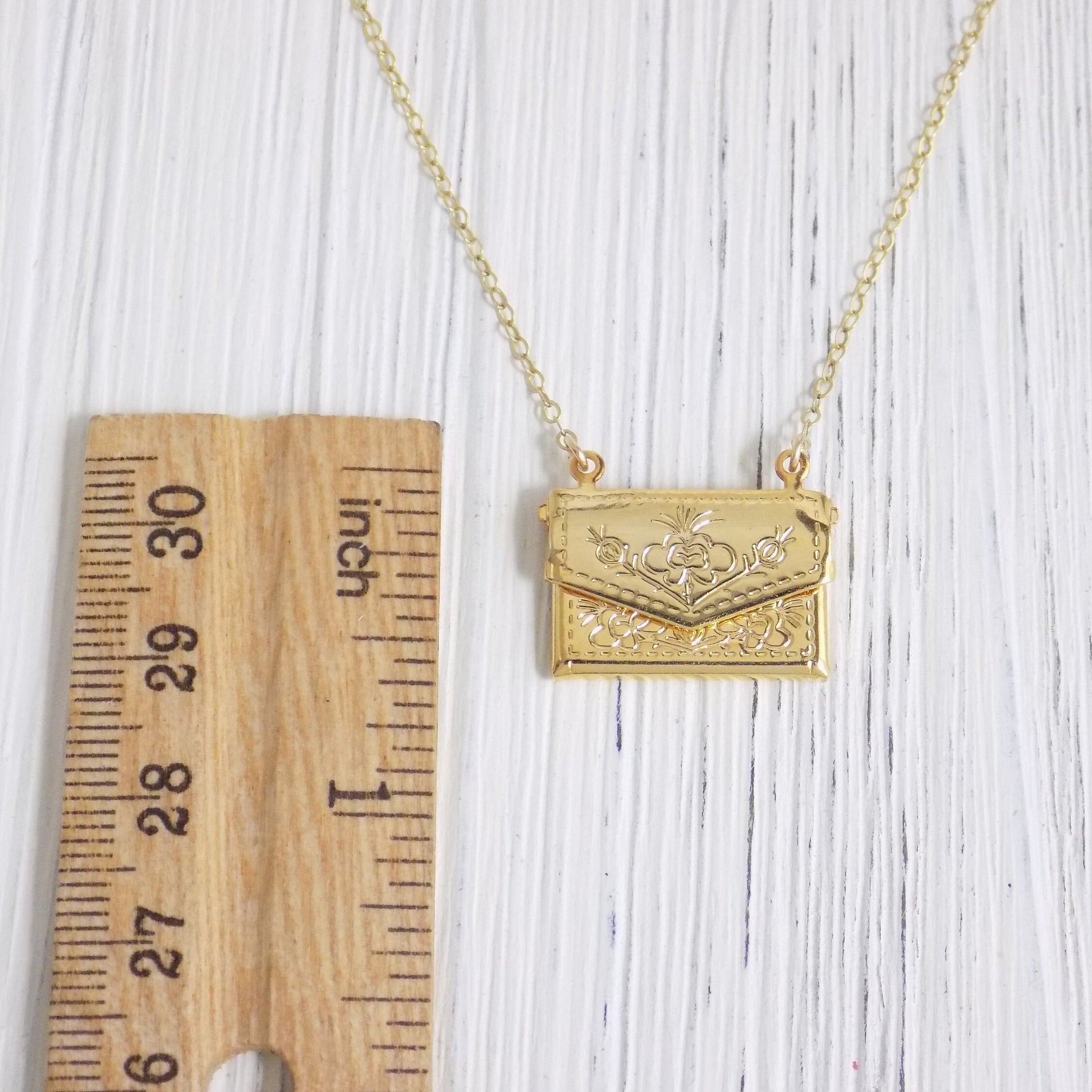 Envelope Necklace - Gold Locket Necklace