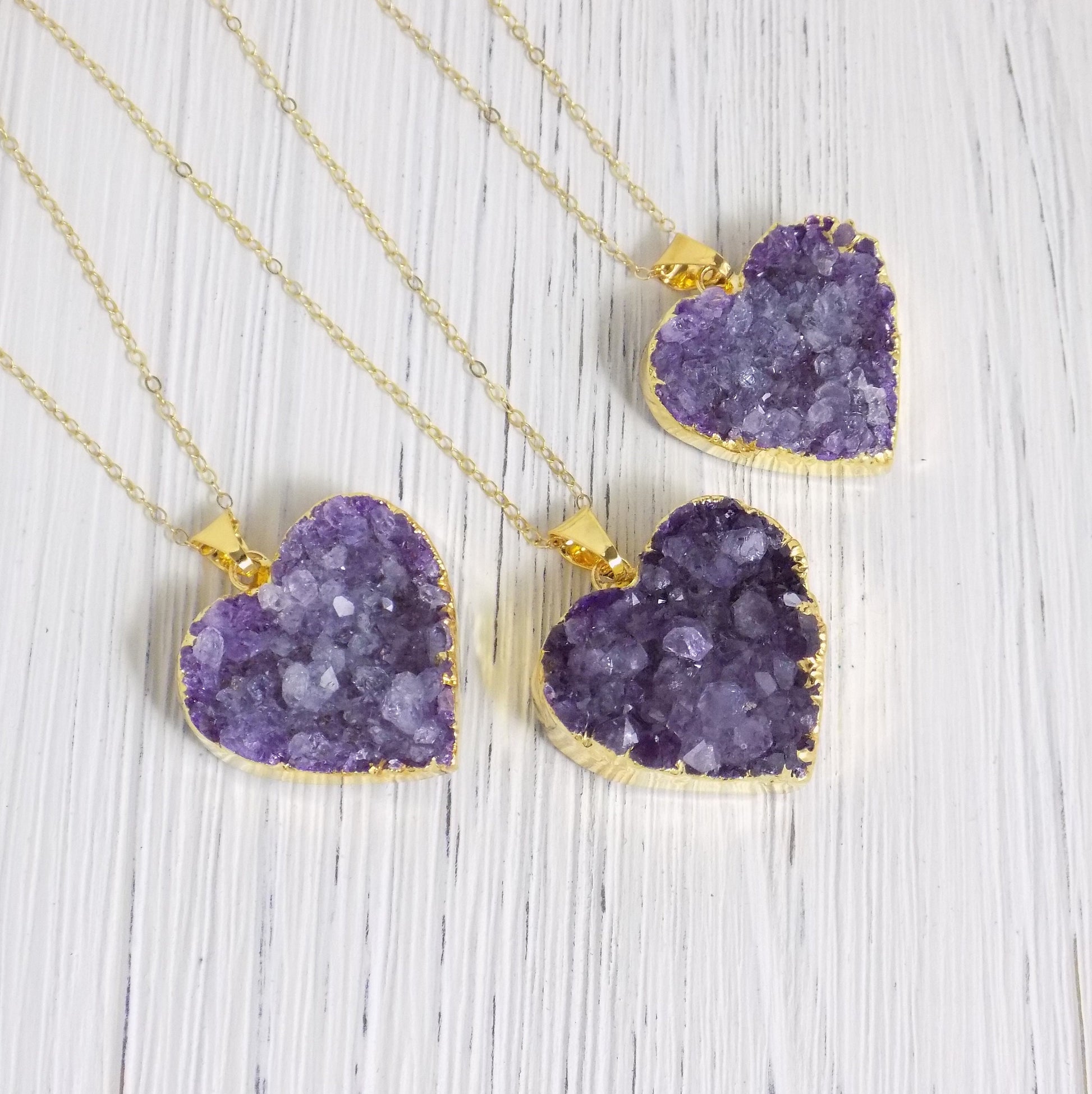 Unique Gifts For Her - Amethyst Necklace Gold