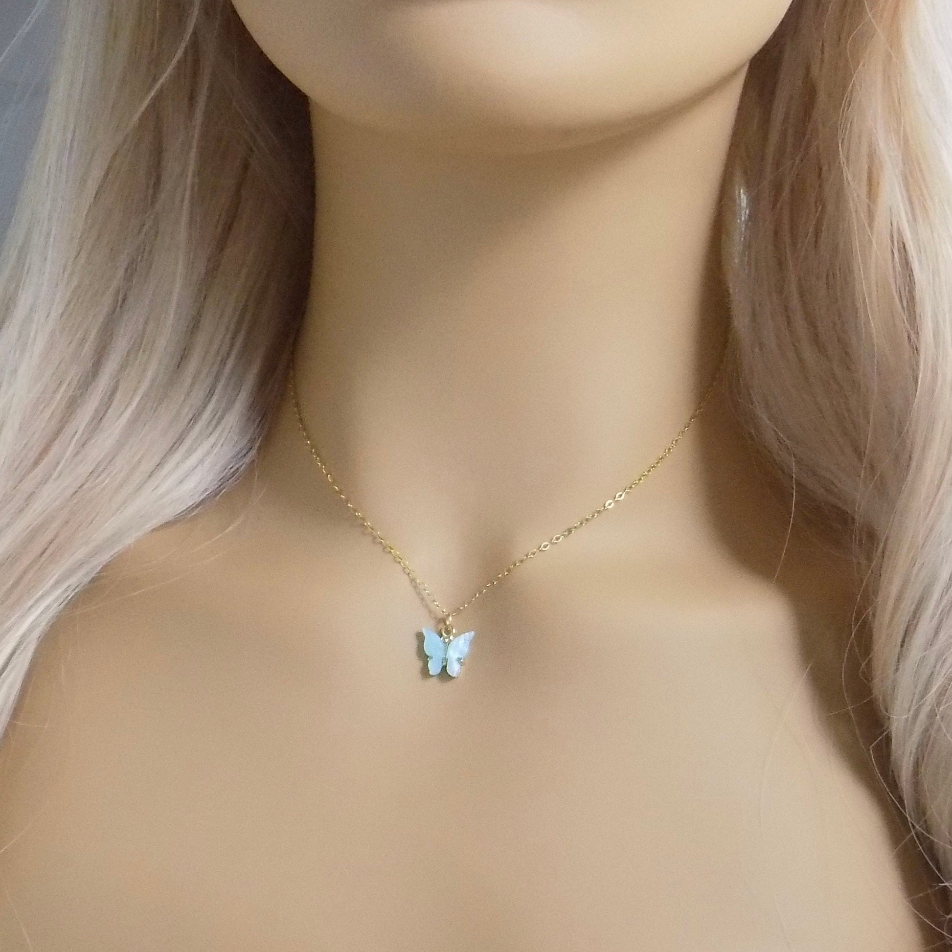 Gold Butterfly Necklace - Minimalist Butterfly Charm Necklace