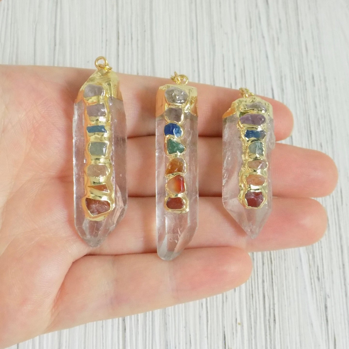 Chakra Necklace, 7 Chakra Necklace, Crystal Necklace, Yoga Necklace Gold, Healing Crystal, Boho Necklace Long, Boho Jewelry, G12-03